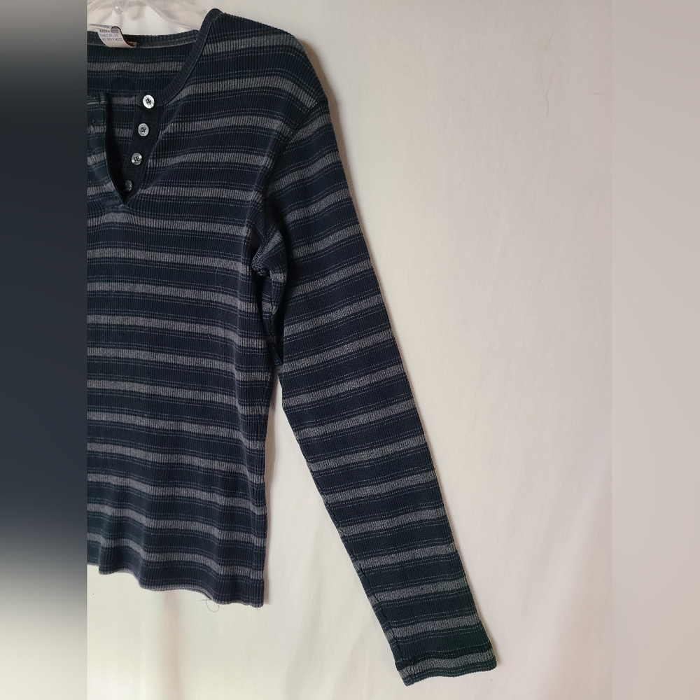 Authentic Levi for Women Large Black/Gray 100% Cotton Long Sleeve Henley - Picture 2 of 5
